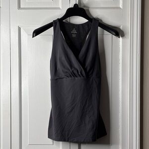 Prana Black Sleeveless Faux-Wrap Tank SZ L